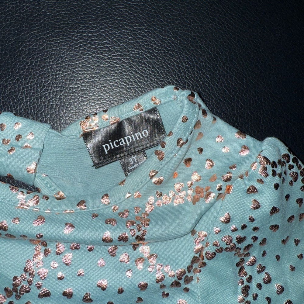 Picapino Charming Kids Dress in Light Blue with Gold Accents Size 3T - Picture 2 of 4